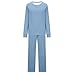 Women's 2 Piece Lounge Sets Casual Travel Outfits Long Sleeve Side Split Top Wide Leg Pants Tracksuit Cozy Sweatsuits Sky Blue