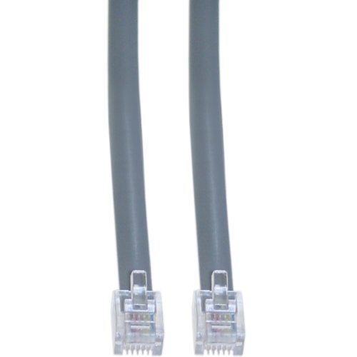 Offex Telephone Cord , RJ11, 6P/4C, Silver Satin, Reverse, 1-Foot (OF-8101-64201)