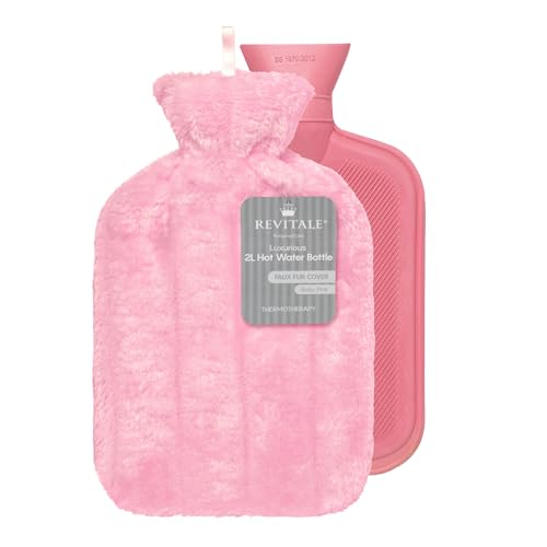 Revitale Luxus-Kuschelige Wärmflasche – 2 Liter, Weicher Bezug, Einseitig Geripptes Naturgummi, Langlebig & Auslaufsicher, Entspricht BS1970:2012...