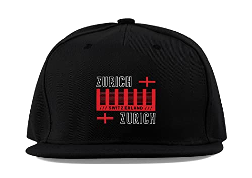 Casquette de baseball en coton noir Zurich visière plate unisexe réglable