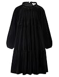 Danna Belle Girls Velvet Dress Long Sleeve Ruffle Neck Black Halloween Dresses 8-10