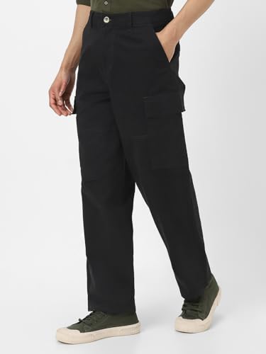 Image of Urbano Fashion Men's Loose Baggy Fit Solid Cargo Chino Trouser Pant with 6 Pockets Non-Stretchable