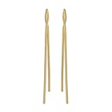 Breil, Collezione Emma, Orecchini Donna, Orecchini Pendenti in Acciaio IP Gold, Due Catene Snake da 1,3 mm, Lunghezza 10 cm