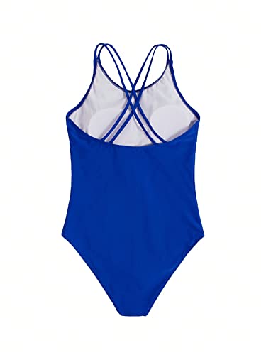 Milumia Girl'S One Piece Swimsuit Cute Tie Dye Criss Cross Bathing Suit Swimwear Royal Blue 11-12 Years thumb #1