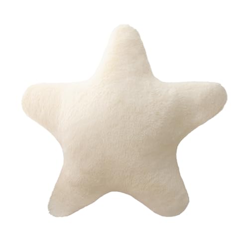 CHUNLINLAODA Cute Star Plush Toys & Soft Pillow for Bedside Sofa, Fluffy Decorative Cushion, Home Decoration Gift for Boys & Girls (White)