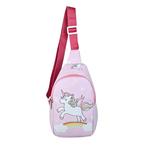 Image of Kids Space Theme Crossbody Chest Sling Bag, Navy Blue with Astronaut Print, Adjustable Strap, 17x13x6.5 cm, Perfect for School and Picnics