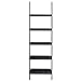 Tangkula Ladder Bookcase 5-Tier Wood Leaning Shelf Wall Plant Stand for Home Office Modern Flower Book Display Shelf Storage Rack Stable A-Frame Wooden Ladder Shelf (Black)