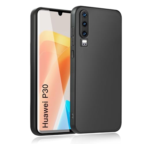 wsiiroon Handyhülle für Huawei p30 Hülle Upgraded Kameraschutz Stoßfest Kratzfest Anti-Fingerabdruck Anti-Rutsch Fallschutz Schutzhülle Unterstützt kabelloses Laden für Huawei p30 Case (Schwarz)