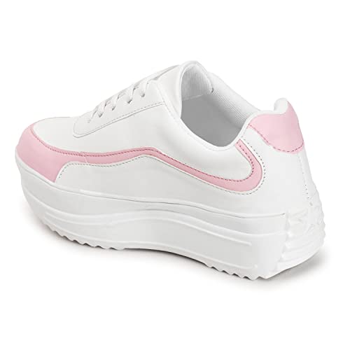 Image of Vendoz Women White Casual Stylish Sneakers