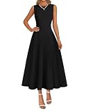 MEROKEETY Women's 2026 Semi Formal Cocktail Dresses Summer Elegant Classy Midi A Line Sleeveless Dress, Black, Medium