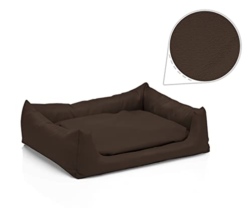 Juelle Hundebett aus Kunstleder Hundebett Kuschelbett Sofy Rex S-XXL (100x80cm, Dunkelbraun)