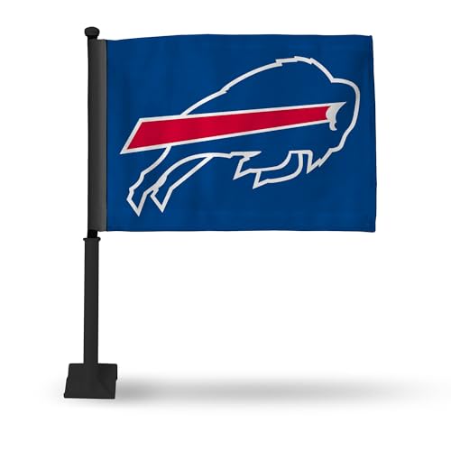 Rico Industries NFL Football Buffalo Bills Primary Double Sided Car Flag with Black Pole - 16