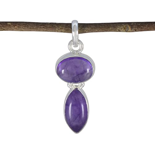 Pendentif en argent améthyste violette serti main bijou luxe