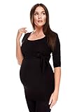 Purpless Maternity 2in1 Pregnancy and Nursing Wrap Top 3/4 Sleeved Tunic for Pregnant and Breastfeeding Women 7035 (16, Black)