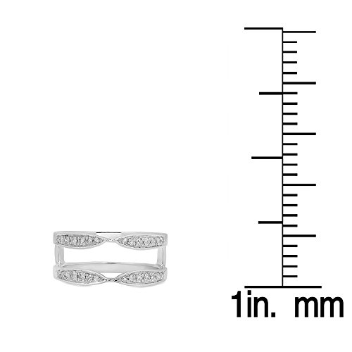 0.22 Cttw 14K Solid Gold Round Diamond Anniversary Wedding Band Guard Double Ring 1/2