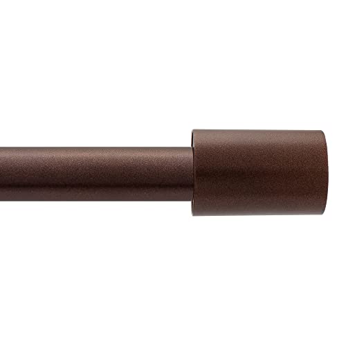 Image of Deco Window Extendable Curtain Rod for Door & Windows Adjustable Length Heavy Duty Iron Telescopic Drapery Pole with Barrel Finials (1 inch Diameter) (52 inch-144 inch, Brown)
