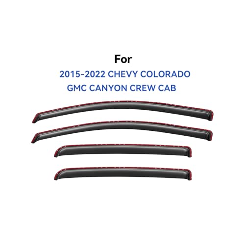 Image of in-Channel Window Visors Rain Guards for 2015-2022 Chevy Colorado Crew Cab, Window Vent Wind Deflectors Visors Shades for 15-22 Gmc Canyon Crew Cab