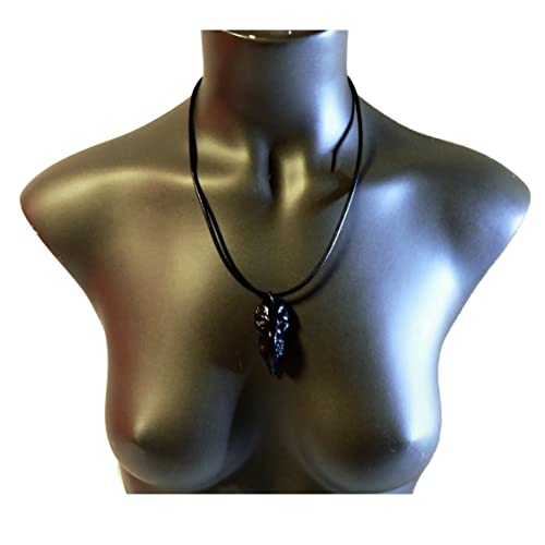 Pendentif masque oiseau homme collier céramique émaillée et cordon cuir