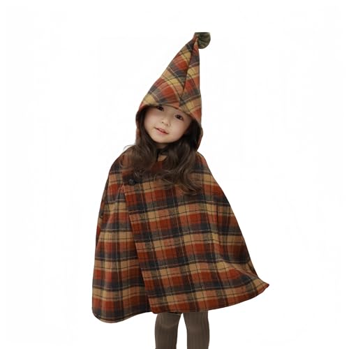 Proumhang Kinder Mädchen Winter Kapuzenpulli Poncho Frühling Herbst Winter Autositz Jacke Kinder Mantel Jacke Cape Umhang Poncho Outwear 3-8 Jahre,Geeignet für Körpergröße 140-150cm