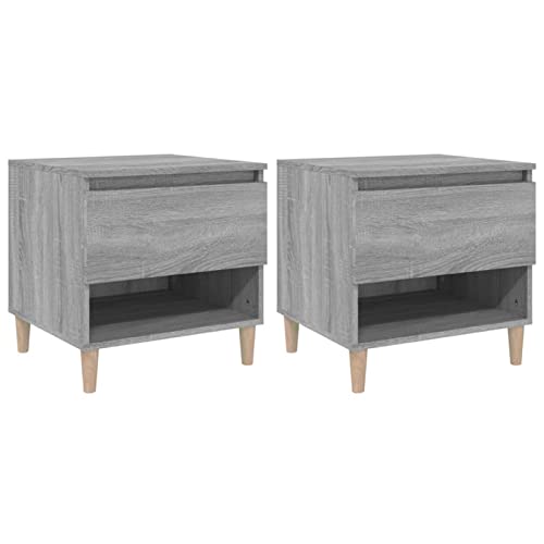 Tidyard Table de Chevet Table de Nuit Table de Chevet pour Adulte en Bois Armoire pour Lit 2 pcs Sonoma Gris 50x46x50cm Bois d’ingénierie