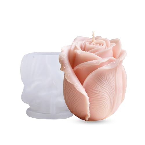 3D Rose Silicone Mold for Candles and Soap, Valentine's Day DIY Craft Mold, Flexible Reusable Ornament Mould for Epoxy Resin, Wax, Home Decor Gift Making