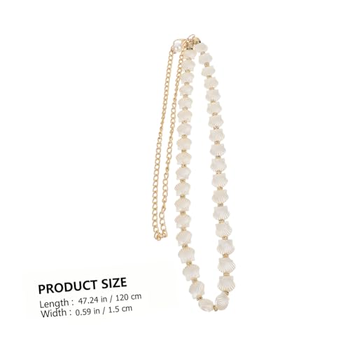 PartyKindom Pearl Waist Chain Belt for Women Stylish Shell Design Waist Jewelry Body Chain Accessory Parties and Everyday Wear White Pearl Waistband2