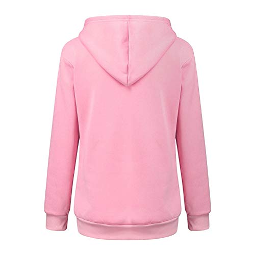 Damen Pullover Kapuzenpullover mit Katzen Hund Tasche Hundetasche Katze Sweatshirt Pulli Hoodie Kapuze Katzenpulli Beutel Langarm Winter (Rosa, S)