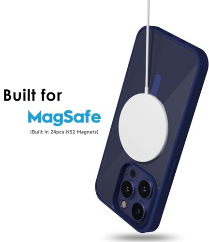 Image of DIZORO iPhone 15 Pro Max Case,Compatible with MagSafe, Non Yellow Military-Grade Drop Protection & Hard PC Back Cover Slim Transparent Anti-Scratch Shockproof Phone Case (Titanium Blue)