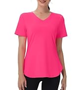 Kaleforneo Womens Workout Tops Short Sleeve T Shirts Moisture Wicking Yoga Gym Running Hiking V N...
