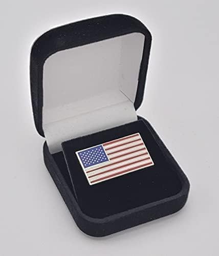 ZPINZ Set of American USA Flag Enamel Lapel Pins with Magnetic Backing for jacket, backpack, memorial, clothes, bag, shirt, Blue Red White Shiny Silver, 1.25 inch / 32 mm