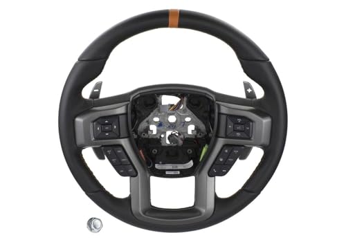 Ford Performance Parts M-3600-F15ROR Steering Wheel Kit; Raptor Style; Black Leather w/Orange Stitching/Orange Sightline; Incl. Wire Harness/Trim Bezel/Steering Wheel Controls/Installation Hardware;