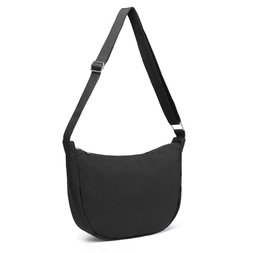 Miss Lulu Damen Halbmond Crossbody Schultertasche, Wasserdichte Nylon Umhängetasche mit Verstellbarem Gurt, Hobo Schultertasche für Freizeit & Reisen, Tragbare Halbmond-Tasche Umhängetasche