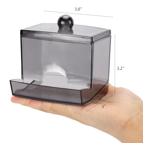 Image of Tbestmax 10oz Qtip Holder Dispenser, Big Cotton Swab Holder Bathroom Accessories Organizer for Storage Qtips (Black)