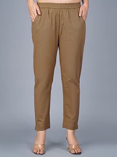 Image of Regular Fit Fully Elastic Waist Ankle Length Premium Cotton Casual Trouser Pant (Combo Pack of 2)