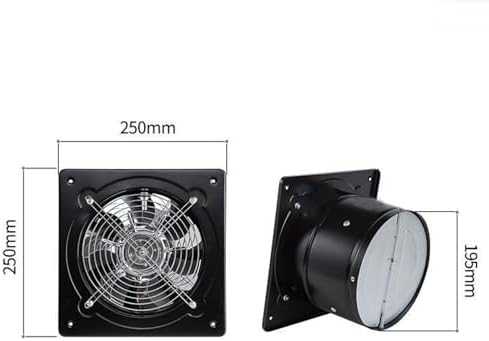 8 Inch Industrial Exhaust Fan, 60W High Airflow & Low Noise Ventilation for Kitchen, Bathroom, Garage & Basements, Ductless Design, 110V/220V, Efficient Air Circulation