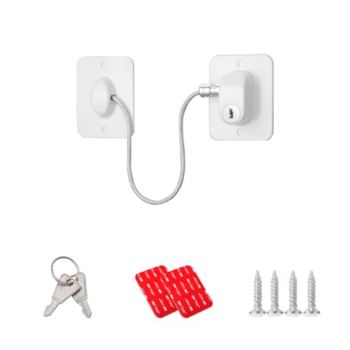 Bloque Verrou Porte Réfrigérateur Cabinet, Fenêtre de Sécurité Enfant, Sécurité Fenetre Enfant, pour Congélateurs, Placards, Tiroirs, Fenêtres, Livré avec 2 Clés, Noir