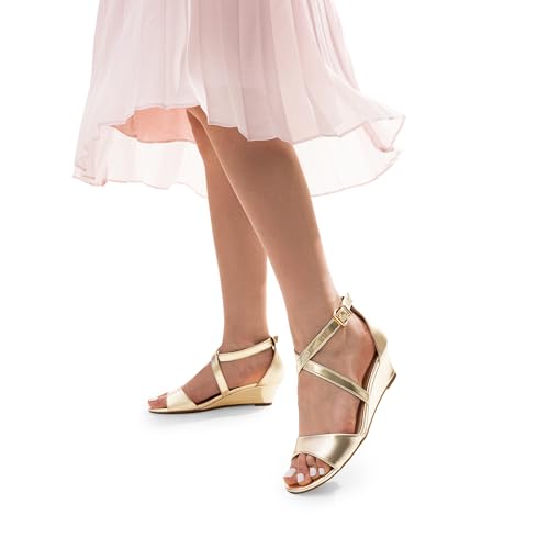 Image of DREAM PAIRS Women's Low Wedge Sandals Ankle Strap Heel Sandal Open Toe Wide Dress Summer Shoes