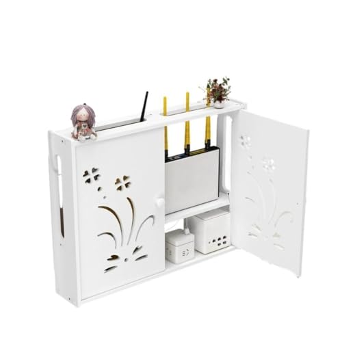 Giawkca 壁掛けルーター収納キャビネットワイヤー装飾ボックスパンチングマシンスリーブジャンクションボックス壁掛けワイヤレスルーター装飾ボックス収納ラック (B-S)