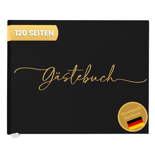 Plantvibes Premium Gästebuch Hochzeit – 120 Seiten Premium-Papier, Dickem Papier, Es Drückt Nicht Durch, Vintage-Stil, Mit Goldenem Titel - Ideal Für Hochzeiten, Geburtstage