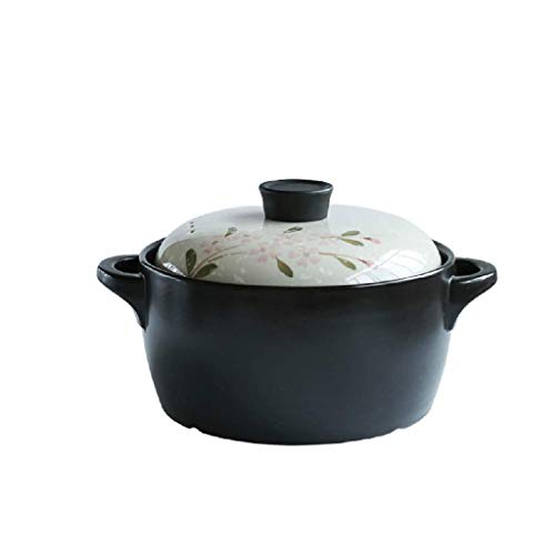Casserole à Feuilles Vertes, Casserole à Soupe, Casserole en Faïence, Casserole en Porcelaine au Lithium, 20,5 x 33 cm