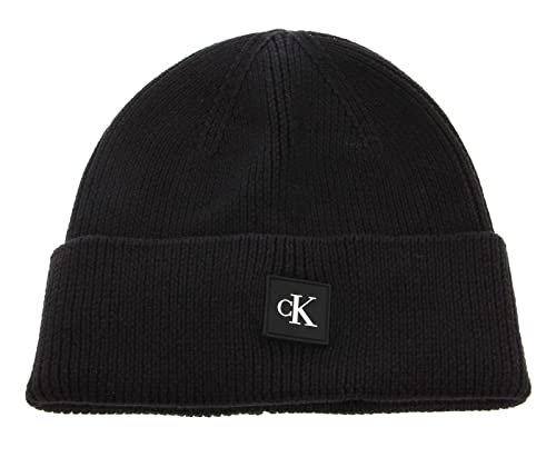 Calvin Klein Jeans Herren Monogramm Rubber Patch Beanie Strickmütze...