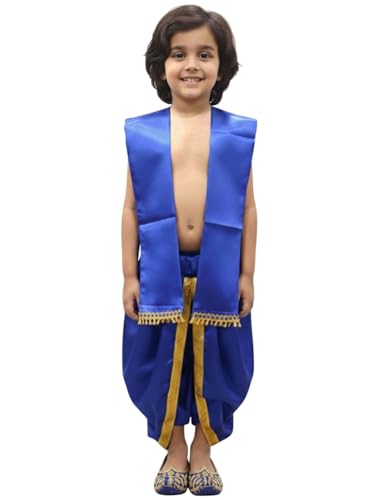 Image of BookMyCostume Indian Traditional Costume for Kids | Ramayana Dress for Boys | Blue Dhoti with Patka Dussehra | Mythology Fancy Costume for School Annual Day Performance | 5-6 Years
