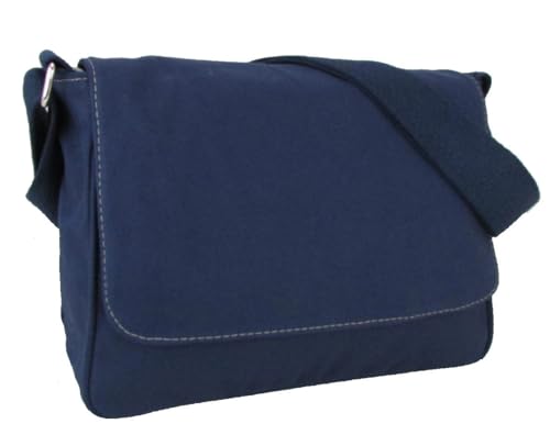 Bolsa Carteiro Pasta Transversal De Ombro Tiracolo Média em Lona Masculina Feminina (Azul)