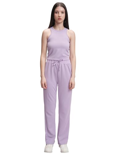Image of Tokyo Talkies Women's Co-ord Set | Sleeveless Crop Top & Drawstring Trousers | Perfect for Casual Outings & Vacations