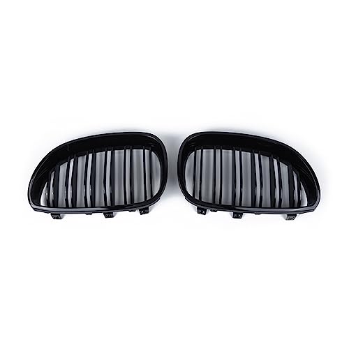 Calandre Avant Double Ligne pour BMW E60 E61 Grille d'Aération Sport Noir Brillant 1 Paire