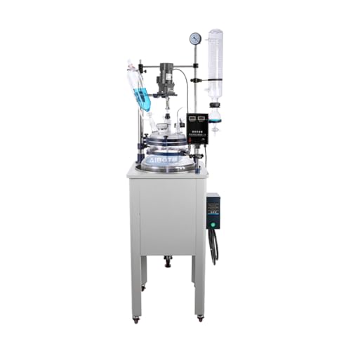 100L Heating Glass Reactor, 304 Stainless Steel, 3KW Heating Power, Constant Speed Stirring, Precision Temperature Control, Vacuum & Cooling Compatible for Laboratory Chemical Reactions