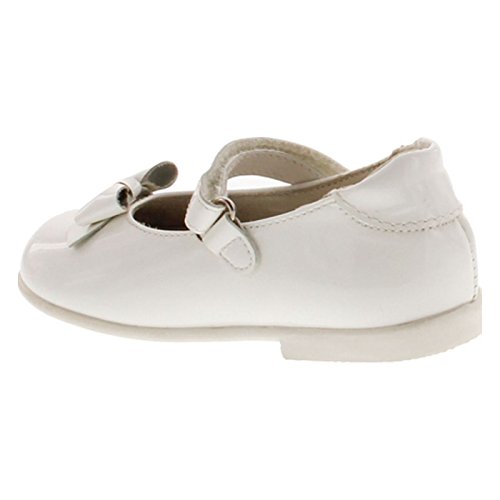 Girls 2711 European Leather Dress Flats Shoes,White Patent,213