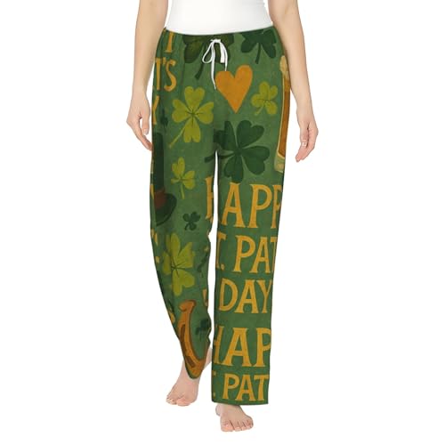 Pantalon de pyjama en polaire femme motif Saint-Patrick flanelle chaude