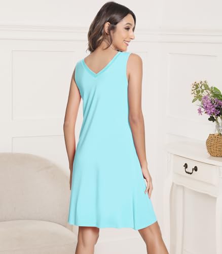 Image of NACHILA Nightgowns for Women-Viscose Made from Bamboo V Neck Nightshirts