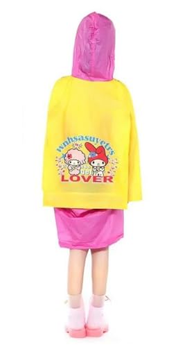 Image of Zacharias Boy's & Girl's Kids PVC Waterproof Long Raincoat with School Bag Cover TH-168 (Yellow & Pink Pack of 1)